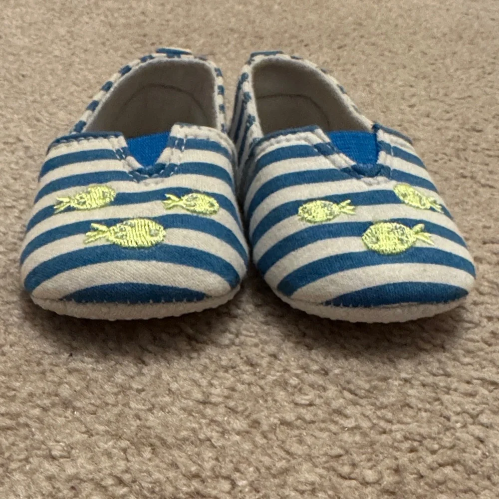 Baby Gear Blue and White Striped Baby Shoes - Picture 4 of 5